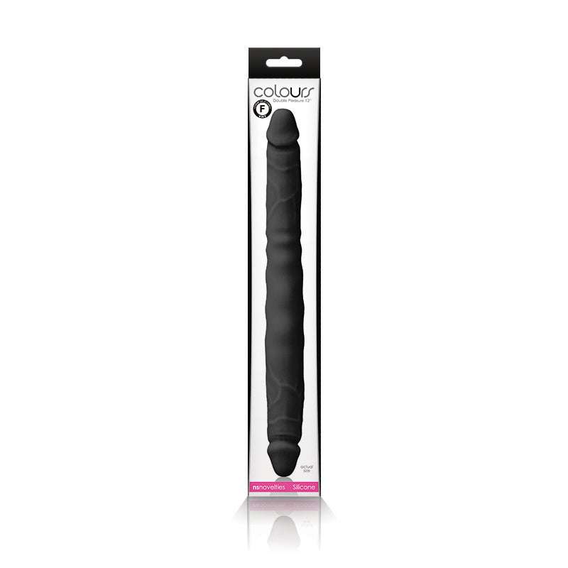 12"Double Dildo Pleasures Black - Silicone