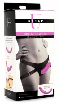 Double Dildo With Harness - Purple