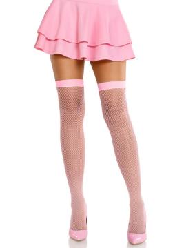 Viv Net Rhinestoned Backseam Thigh Highs O/s - Pink