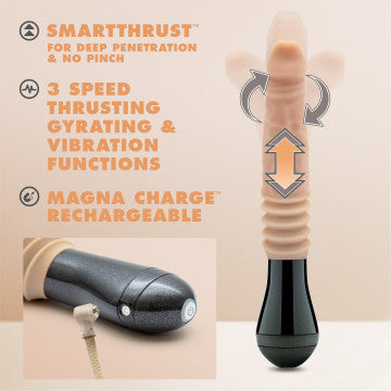 Rechargeable Thrusting Gyrating Vibrating Dildo - Beige