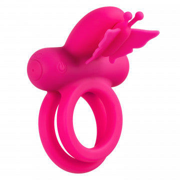 Silicone Rechargeable Dual Butterfly Cock Ring - Pink