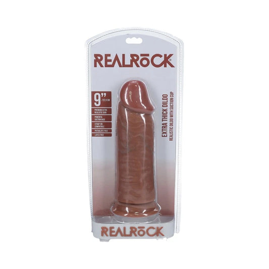 Realrock Extra Thick Realistic Dildo No Balls 9" Tan